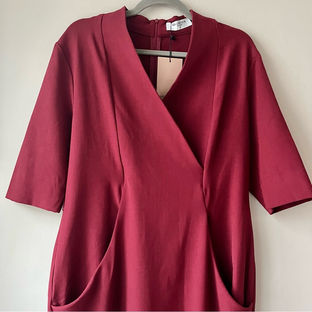 M.M. Lafleur NWT Womens The Maxwell Dress V Neck in Pomegranate Red Size 14 - Picture 6 of 6